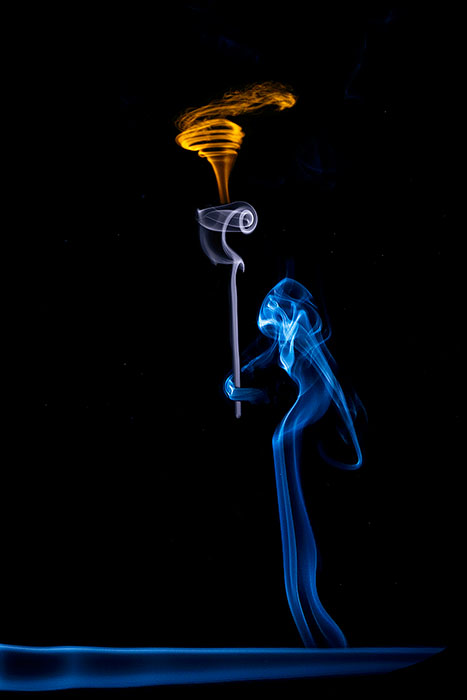 blue,composite,ghost,hooded,mysterious,scary,skeletal,skeleton,smoke,smoke picture,still,still life,torch,vertical