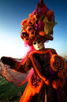 Brightly colored ornate Carnival costume on San Gorgio island.