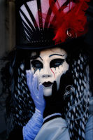 Portrait of a decorative Carnival mask in Venice.