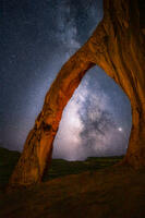 The Milky Way perfectly positioned behind one of Utah's iconic arches.