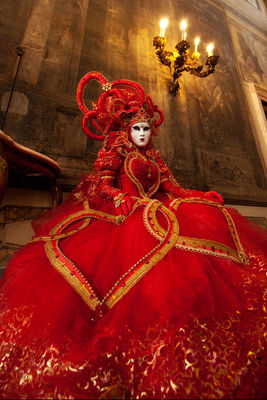 Ornate Carnival costume in a Venice palace.