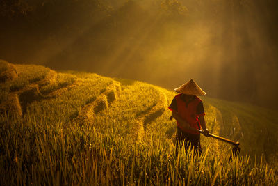 Balinese Farmer at Sunrise