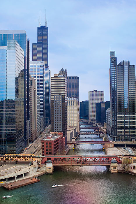 Drawbridges along the Chicago river