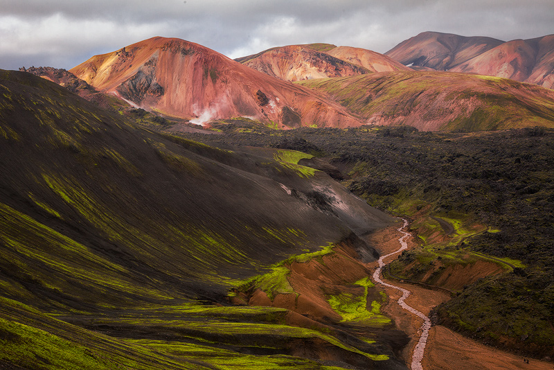 Mountains and lava fields in Landmannalaugar