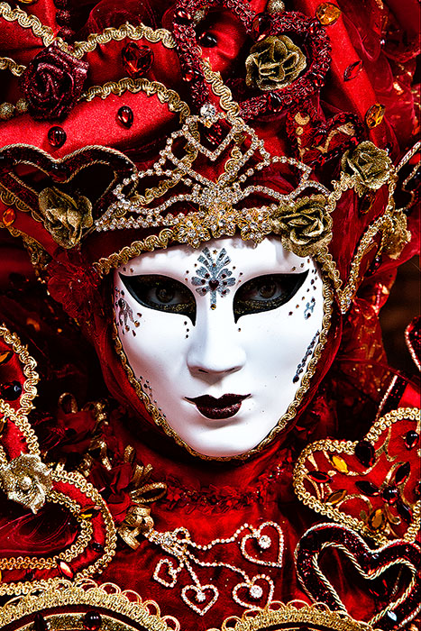 Close-Up portrait shot of a Carnival masked model