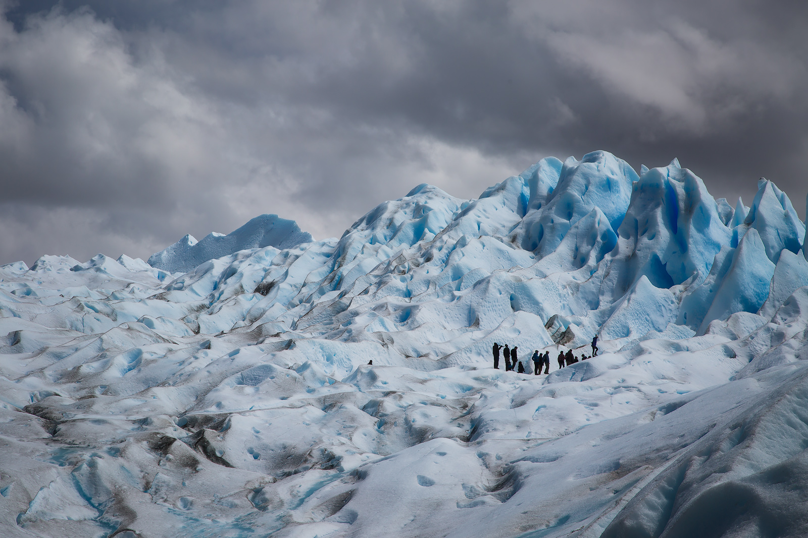 A group out walking on the Perito Moreno glacier.