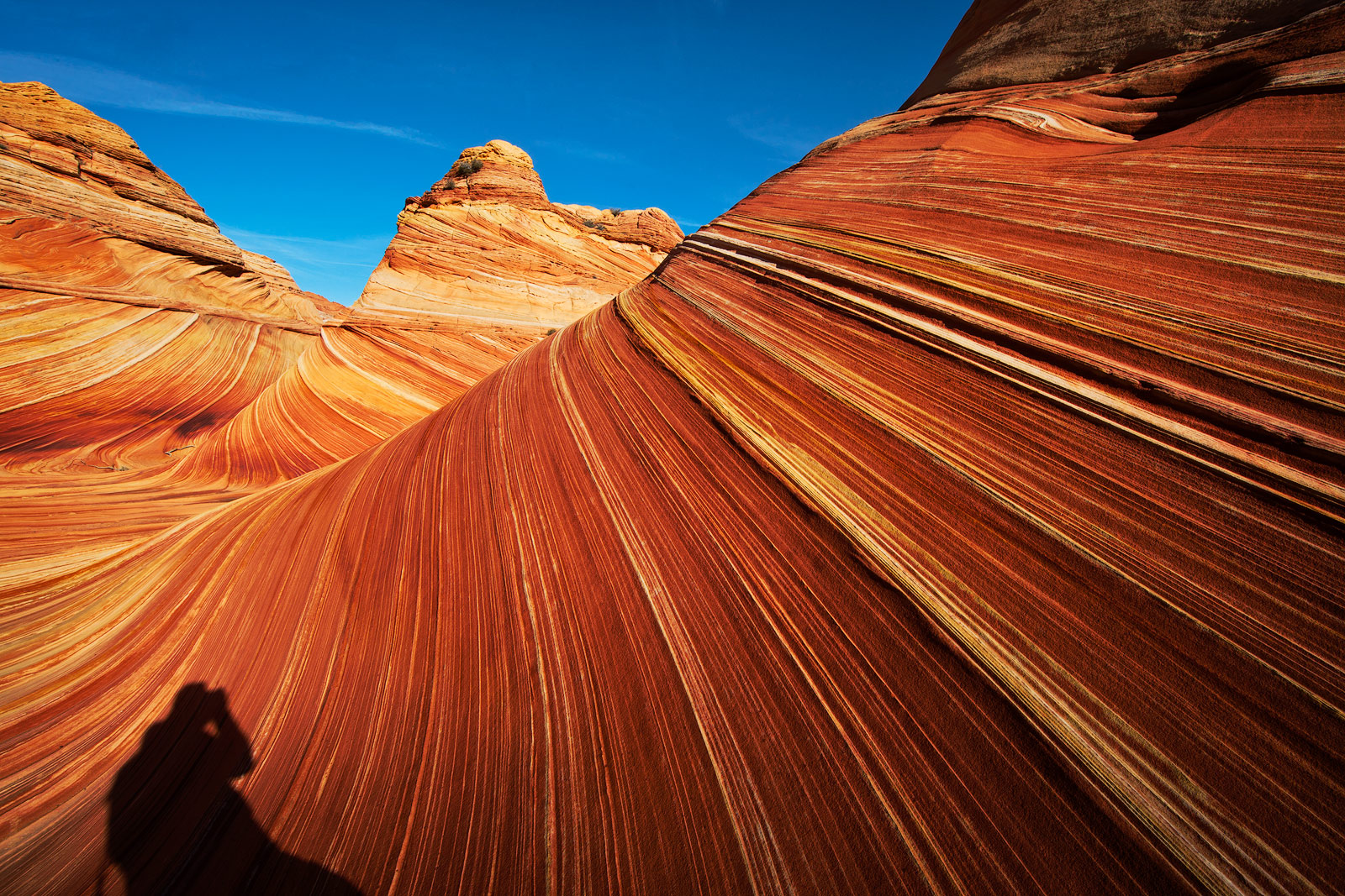 The shadow of a photographer in an image of the Wave